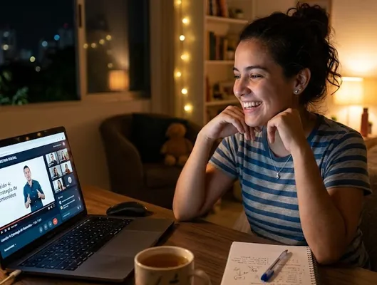 Persona tomando un diplomado en línea desde casa